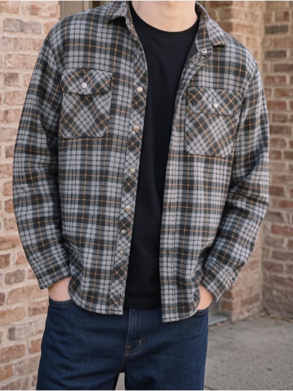 Lee Men’s Sherpa lined flannel shirt jacket. Medium